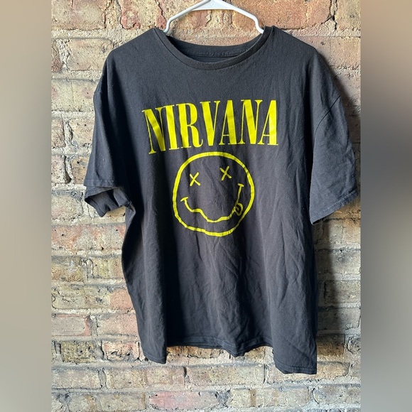 NIRVANA Black Tee with White Print - Picture 1 of 5